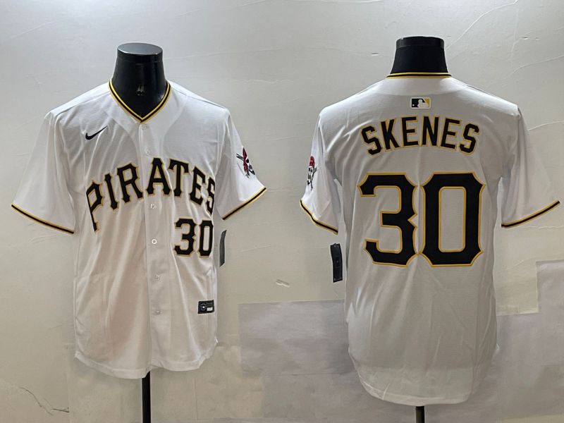 Men Pittsburgh Pirates #30 Skenes White Game 2025 Nike MLB Jersey style 1->pittsburgh pirates->MLB Jersey